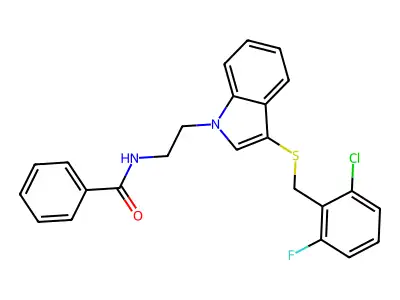 N-(2-(3-((2-chloro-6-fluorobenzyl)thio)-1H-indol-1-yl)ethyl)benzamide structure