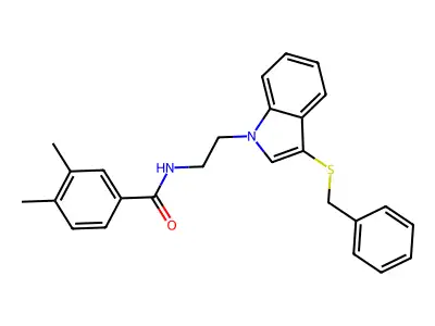 N-[2-(3-benzylsulfanylindol-1-yl)ethyl]-3,4-dimethylbenzamide structure