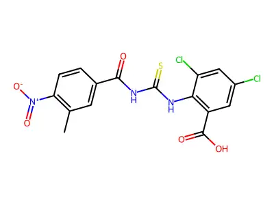 3,5-dichloro-2-[(3-methyl-4-nitro-benzoyl)thiocarbamoylamino]benzoic Acid structure