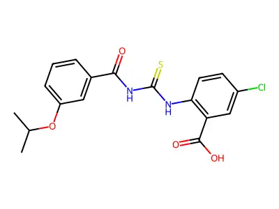 5-Chloro-2-[[[[3-(1-methylethoxy)benzoyl]amino]thioxomethyl]amino]-benzoic acid structure