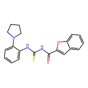 N-[(2-pyrrolidin-1-ylphenyl)carbamothioyl]-1-benzofuran-2-carboxamide structure