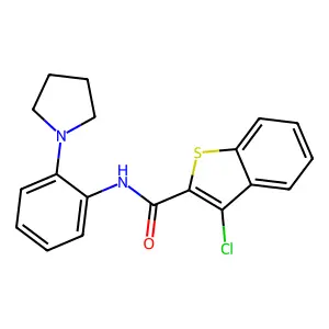 3-chloro-N-(2-pyrrolidin-1-ylphenyl)-1-benzothiophene-2-carboxamide structure