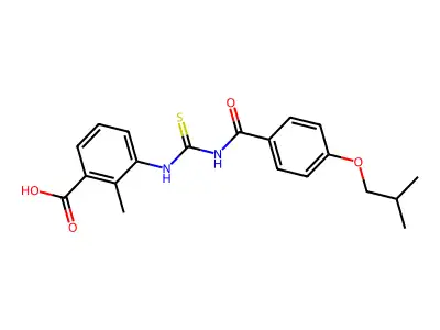 2-Methyl-3-[[[[4-(2-methylpropoxy)benzoyl]amino]thioxomethyl]amino]-benzoic acid structure
