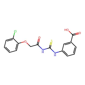 3-({[(2-Chlorophenoxy)acetyl]carbamothioyl}amino)benzoic acid structure