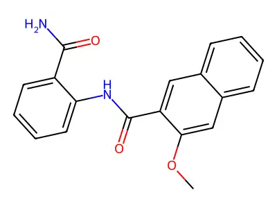 N-[2-(aminocarbonyl)phenyl]-3-methoxy-2-naphthamide structure