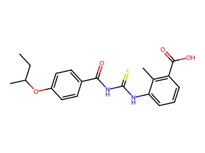 2-Methyl-3-[[[[4-(1-methylpropoxy)benzoyl]amino]thioxomethyl]amino]-benzoic acid structure