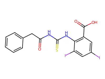 3,5-Diiodo-2-[(2-phenylacetyl)carbamothioylamino]benzoic acid structure
