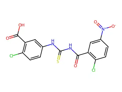 2-Chloro-5-[(2-chloro-5-nitrobenzoyl)carbamothioylamino]benzoic acid structure