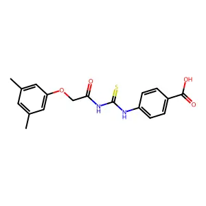 4-({[(3,5-Dimethylphenoxy)acetyl]carbamothioyl}amino)benzoic acid structure