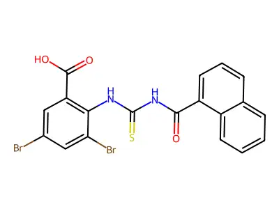 3,5-Dibromo-2-[[[(1-naphthalenylcarbonyl)amino]thioxomethyl]amino]-benzoic acid structure