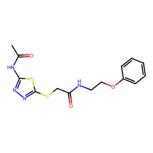 2-[(5-acetamido-1,3,4-thiadiazol-2-yl)sulfanyl]-N-(2-phenoxyethyl)acetamide structure
