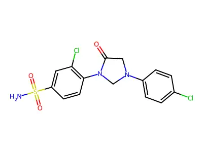 Benzenesulfonamide, 3-chloro-4-(3-(4-chlorophenyl)-5-oxo-1-imidazolidinyl)- structure