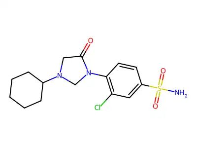 1-(2-Chloro-4-sulfamoylphenyl)-3-cyclohexyl-5-imidazolidinone structure