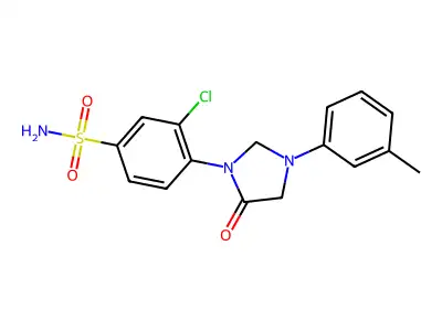Benzenesulfonamide, 3-chloro-4-(3-(3-methylphenyl)-5-oxo-1-imidazolidinyl)- structure