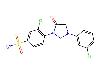 Benzenesulfonamide, 3-chloro-4-(3-(3-chlorophenyl)-5-oxo-1-imidazolidinyl)- structure