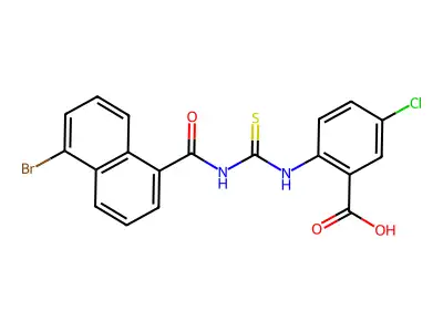 2-[(5-bromonaphthalene-1-carbonyl)carbamothioylamino]-5-chlorobenzoic acid structure