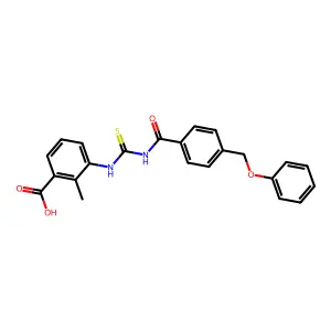 2-Methyl-3-[[[[4-(phenoxymethyl)benzoyl]amino]thioxomethyl]amino]-benzoic acid structure