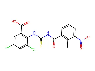 3,5-Dichloro-2-[(2-methyl-3-nitrobenzoyl)carbamothioylamino]benzoic acid structure