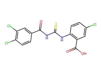 5-Chloro-2-[[[(3,4-dichlorobenzoyl)amino]thioxomethyl]amino]-benzoic acid structure