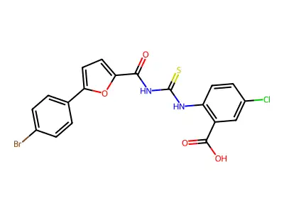 2-[[5-(4-Bromophenyl)furan-2-carbonyl]carbamothioylamino]-5-chlorobenzoic acid structure