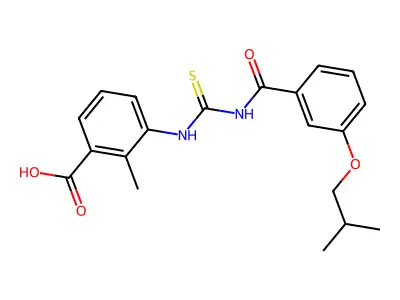 2-Methyl-3-[[[[3-(2-methylpropoxy)benzoyl]amino]thioxomethyl]amino]-benzoic acid structure