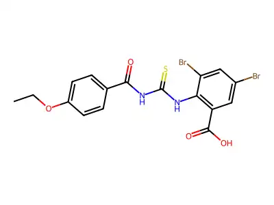3,5-Dibromo-2-[(4-ethoxybenzoyl)carbamothioylamino]benzoic acid structure