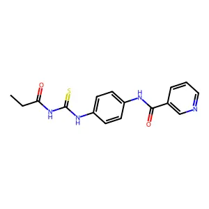 N-[4-(propanoylcarbamothioylamino)phenyl]pyridine-3-carboxamide structure