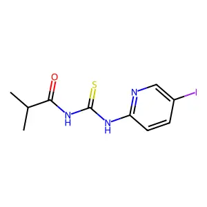 N-[(5-iodopyridin-2-yl)carbamothioyl]-2-methylpropanamide structure