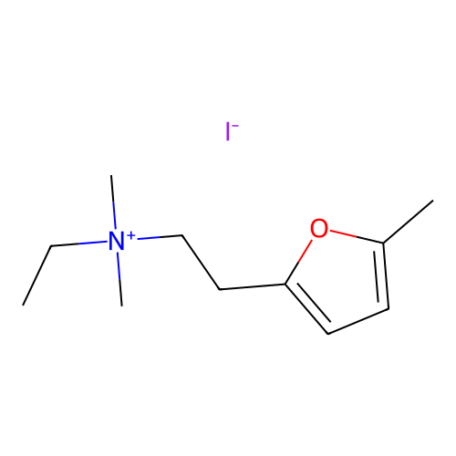 N-Ethyl-N,N-dimethyl-2-(5-methylfuran-2-yl)ethan-1-aminium iodide structure