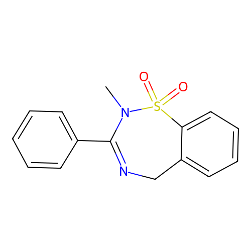 1,2,4-Benzothiadiazepine, 2,5-dihydro-2-methyl-3-phenyl-, 1,1-dioxide structure