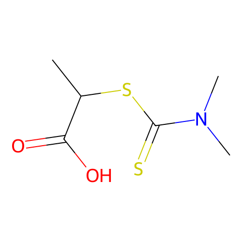 2-[(Dimethylcarbamothioyl)sulfanyl]propanoic acid structure