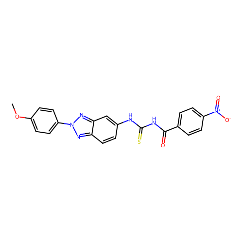 N-{[2-(4-methoxyphenyl)-2H-benzotriazol-5-yl]carbamothioyl}-4-nitrobenzamide structure