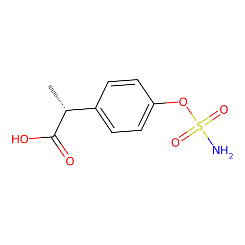(2R)-2-[4-(Sulfamoyloxy)phenyl]propanoic acid structure