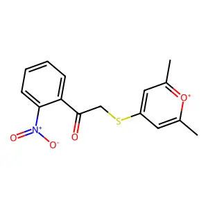 Pyrylium, 2,6-dimethyl-4-((2-(2-nitrophenyl)-2-oxoethyl)thio)- structure