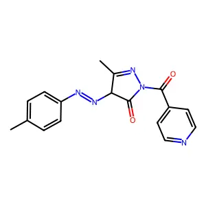 5-Methyl-4-[(E)-(4-methylphenyl)diazenyl]-2-(pyridine-4-carbonyl)-2,4-dihydro-3H-pyrazol-3-one structure