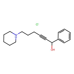 1-Phenyl-6-(piperidin-1-yl)hex-2-yn-1-ol--hydrogen chloride (1/1) structure