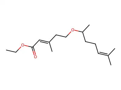 2-Pentenoic acid, 5-[(1,5-dimethyl-4-hexenyl)oxy]-3-methyl-, ethyl ester, (E)- structure