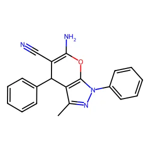 6-Amino-3-methyl-1,4-diphenyl-1,4-dihydropyrano(2,3-c)pyrazole-5-carbonitrile structure