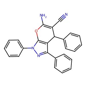 6-amino-1,3,4-triphenyl-4H-pyrano[2,3-c]pyrazole-5-carbonitrile structure