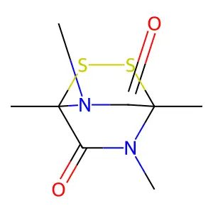 1,4,5,7-Tetramethyl-2,3-dithia-5,7-diazabicyclo(2.2.2)octane-6,8-dione structure