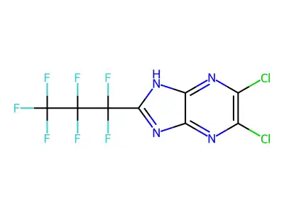 5,6-dichloro-2-(1,1,2,2,3,3,3-heptafluoropropyl)-1H-imidazo[4,5-b]pyrazine structure