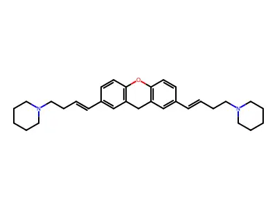 1,1'-[(9H-Xanthene-2,7-diyl)bis(3-butene-4,1-diyl)]bispiperidine structure