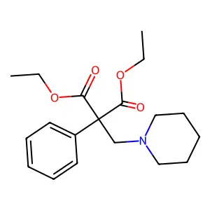 Malonic acid, phenyl(piperidinomethyl)-, diethyl ester structure