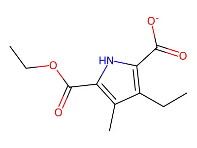 Ethyl 5-carboxy-4-ethyl-3-methyl-2-pyrrolecarboxylate structure