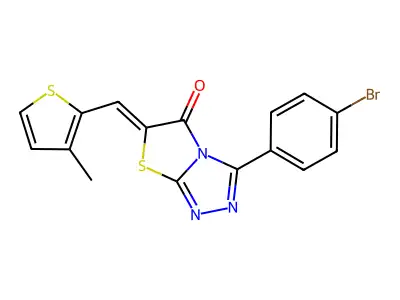 3-(4-bromophenyl)-6-[(3-methylthiophen-2-yl)methylidene]-[1,3]thiazolo[2,3-c][1,2,4]triazol-5-one structure