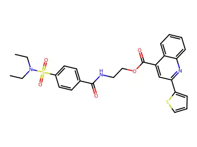 2-[[4-(diethylsulfamoyl)benzoyl]amino]ethyl 2-thiophen-2-ylquinoline-4-carboxylate structure