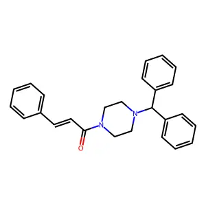 (E)-1-(4-benzhydrylpiperazin-1-yl)-3-phenylprop-2-en-1-one structure