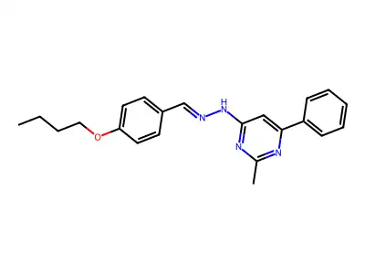 N-[(E)-(4-butoxyphenyl)methylideneamino]-2-methyl-6-phenylpyrimidin-4-amine structure