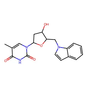 Thymidine, 5'-deoxy-5'-(1H-indol-1-yl)- structure