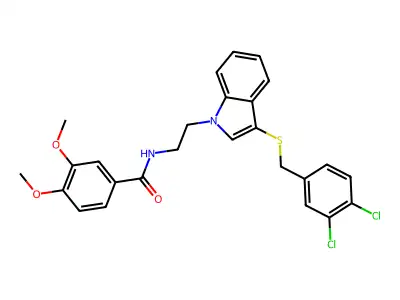 N-[2-(3-{[(3,4-dichlorophenyl)methyl]sulfanyl}-1H-indol-1-yl)ethyl]-3,4-dimethoxybenzamide structure